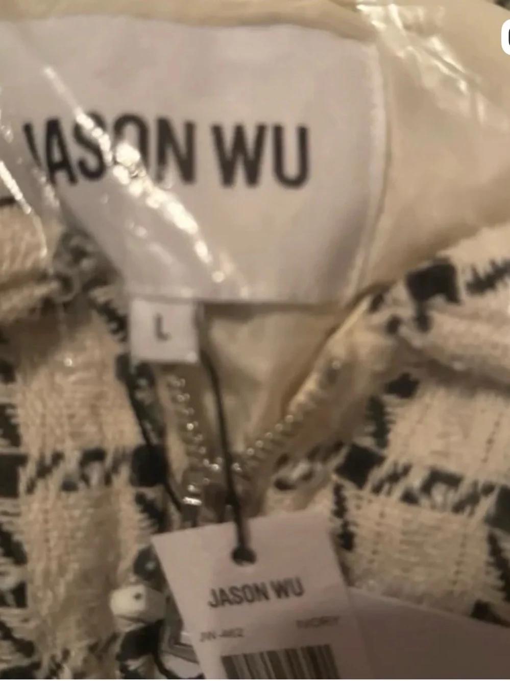 Jason Wu Cream and Black Bouclé Zip-Up Jacket